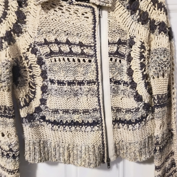 * RARE FIND* Free People Crochet Moto Jacket in Midnight Combo (white). … - Picture 6 of 10